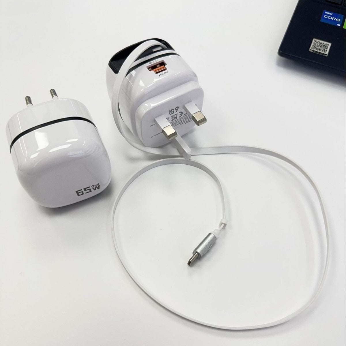 Portable 65W Fast Charger with Retractable Cable
